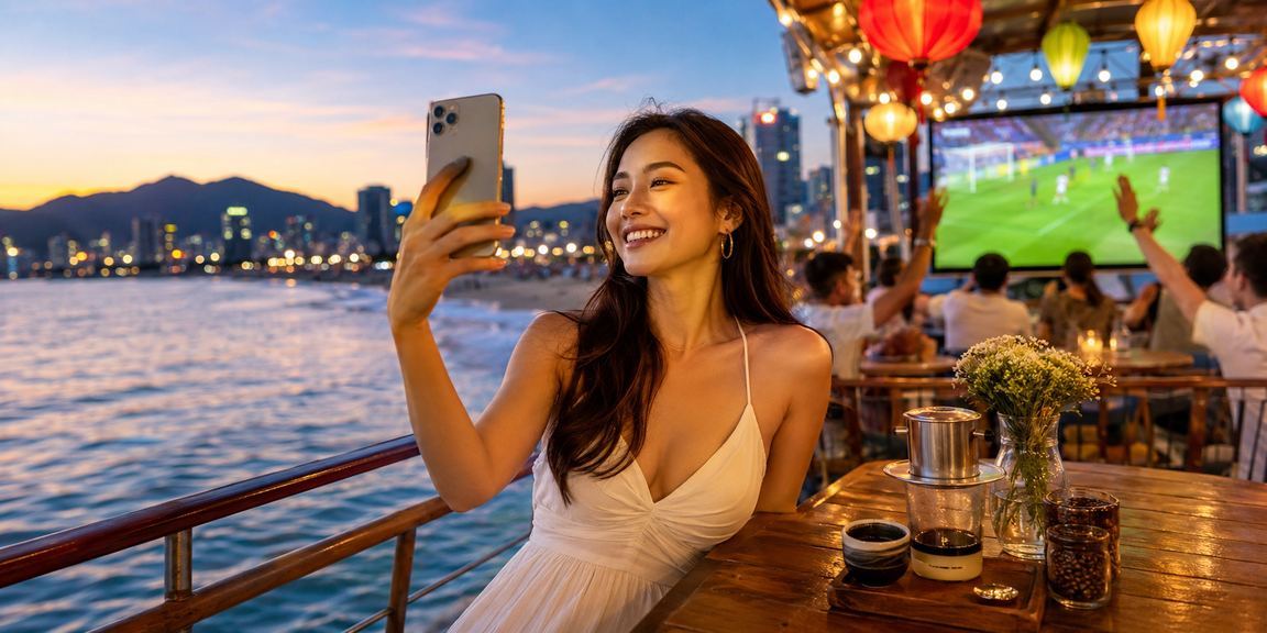 Cổ động viên bóng đá tại Đà Nẵng theo dõi trận đấu và kiểm tra bảng xếp hạng giải thưởng