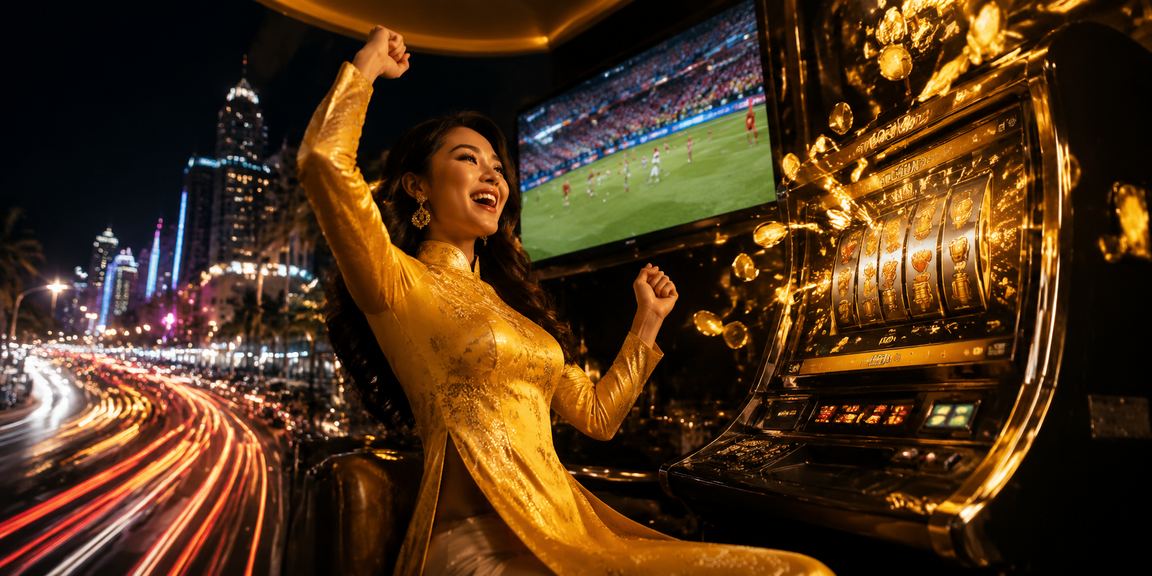 Người chơi tại Đà Nẵng trải nghiệm slot game trên điện thoại với trang phục áo dài truyền thống